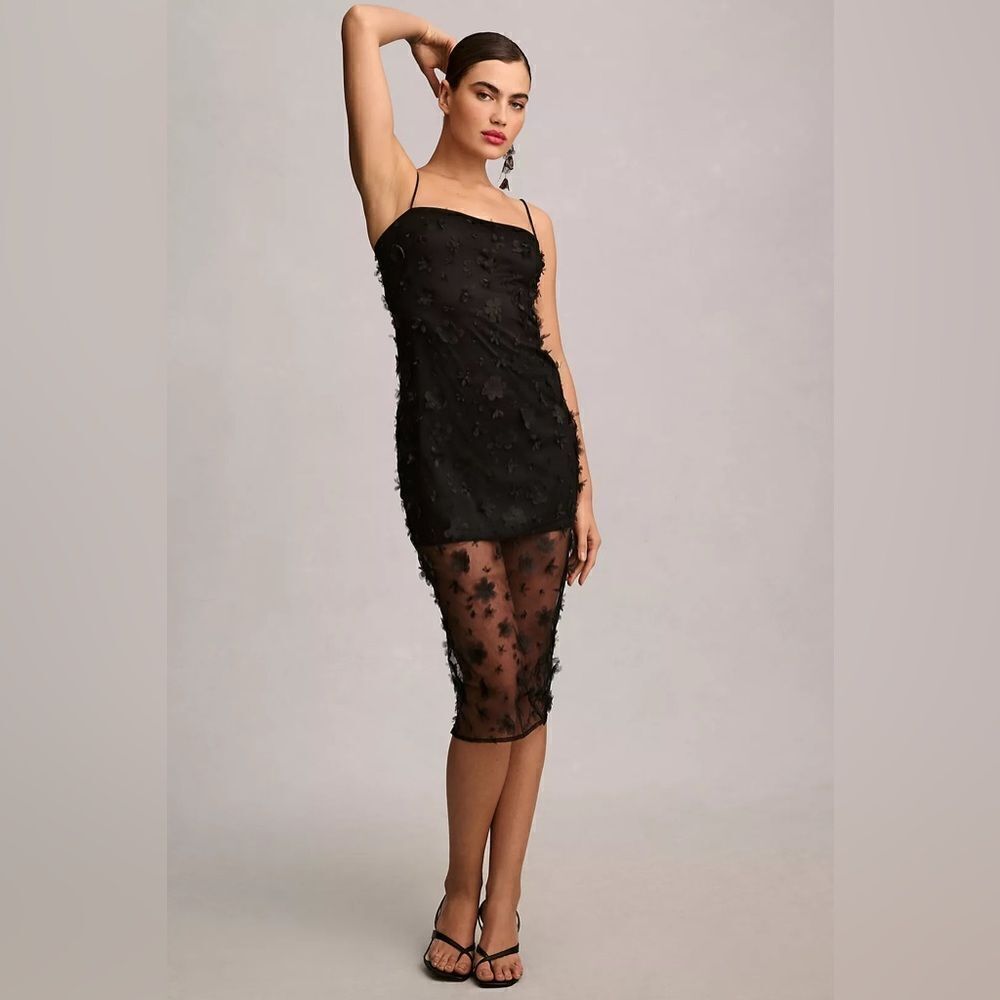 Anthropologie Maeve Sleeveless Slip 3D Floral Embellished Midi Dress NWT